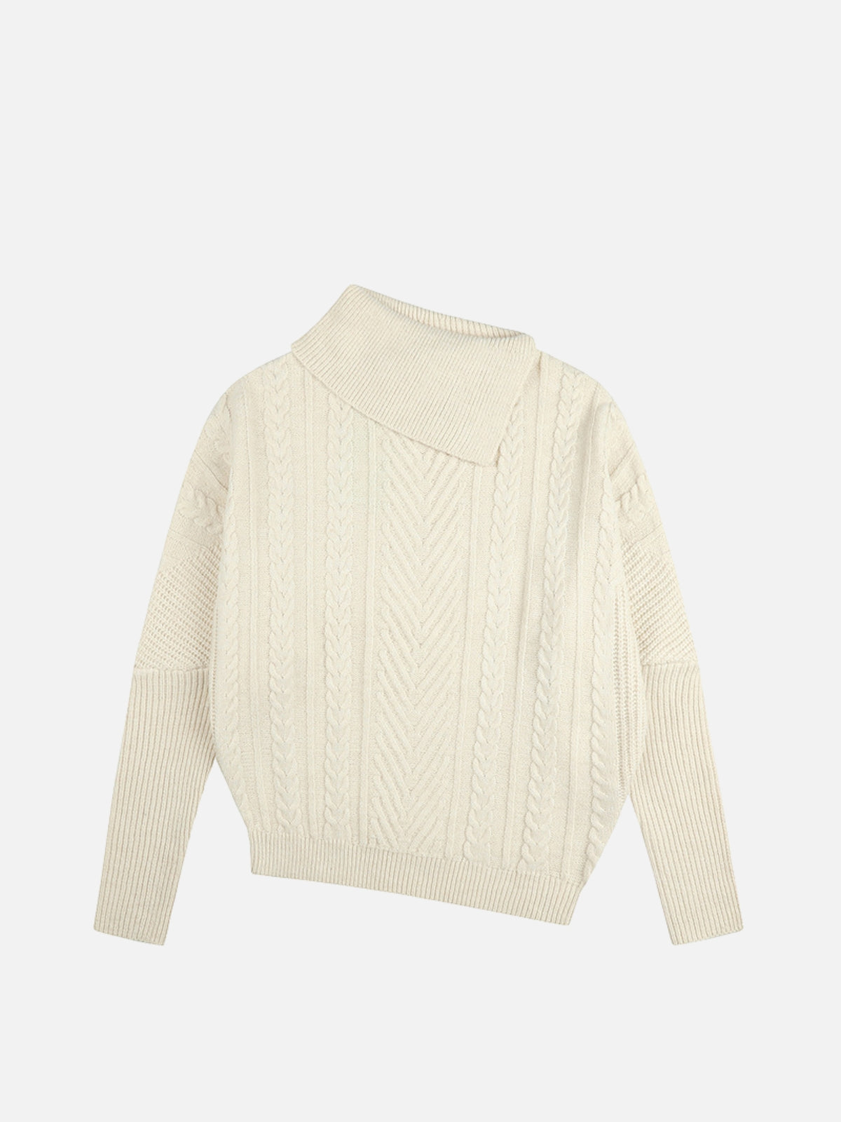 Haaura Asymmetrical Cable Knit Turtleneck Sweater
