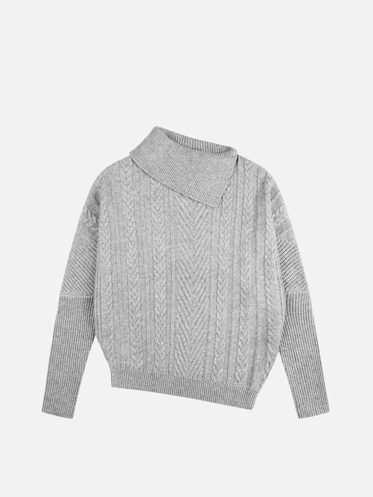 Haaura Asymmetrical Cable Knit Turtleneck Sweater