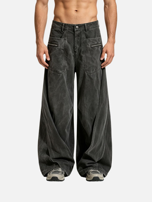 Haaura Baggy Vintage Washed Cargo Jeans