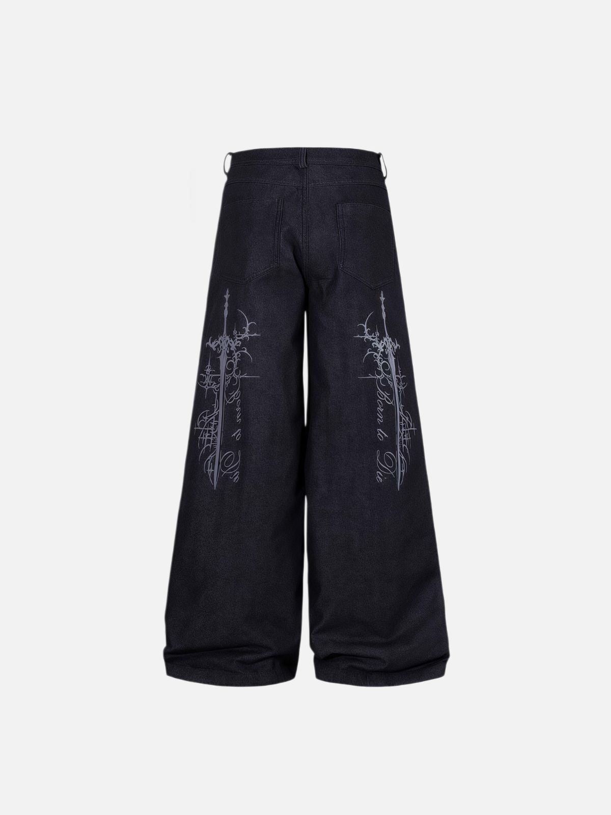 Haaura Cross Script Graphic Button-Fly Baggy Jeans
