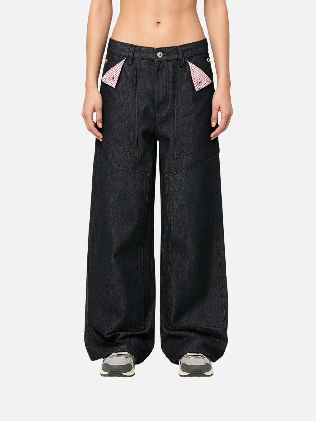 Haaura Striped Flap Pocket Jeans
