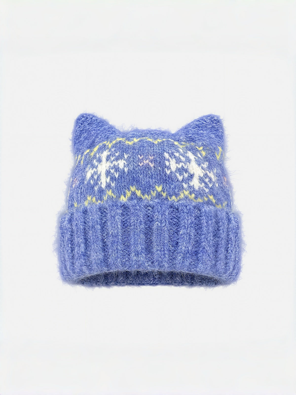 Fluffy Cat Ear Fair Isle Beanie