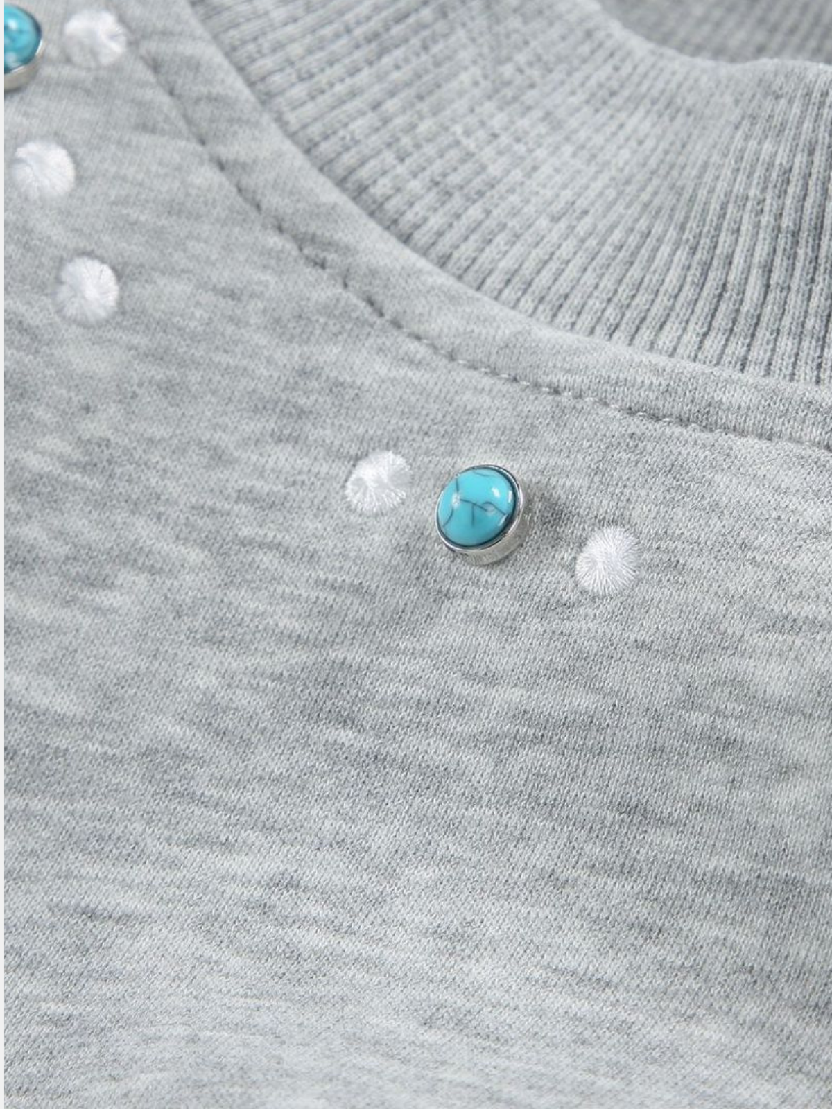 Haaura Turquoise Stud Collar Sweatshirt