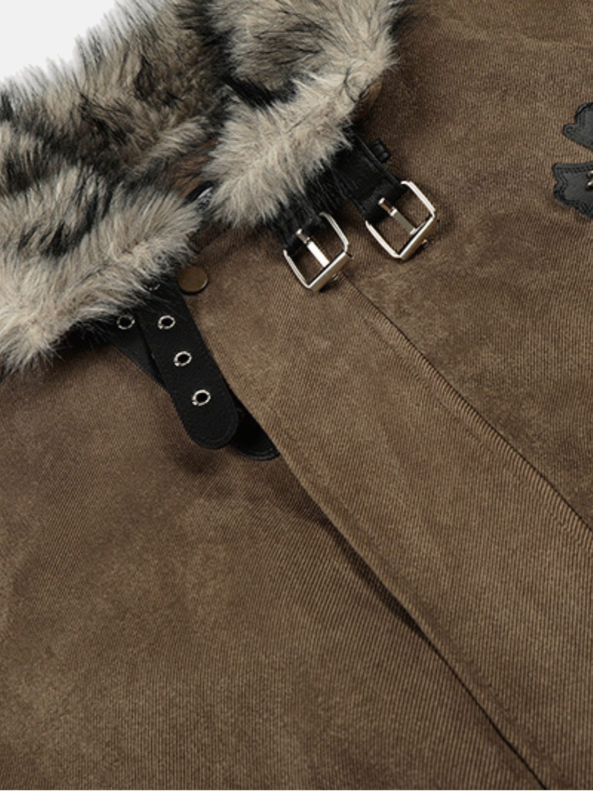 Haaura Cross Fur Collar Loose Jacket