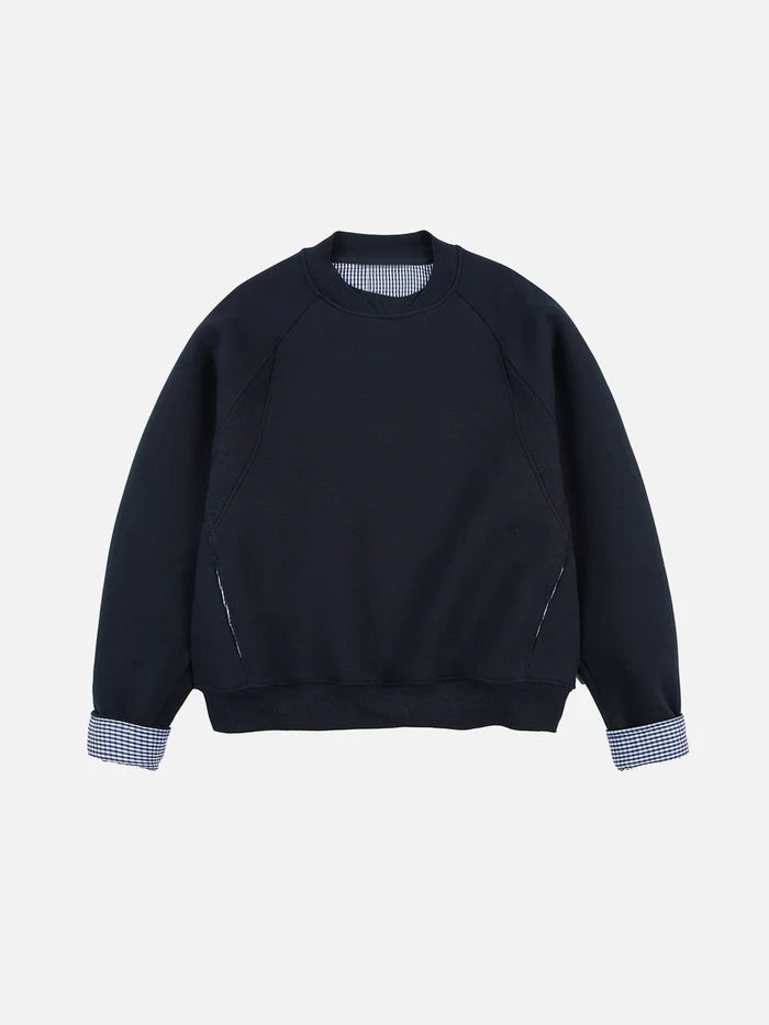 Haaura Plaid Patchwork Boxy Sweatshirt