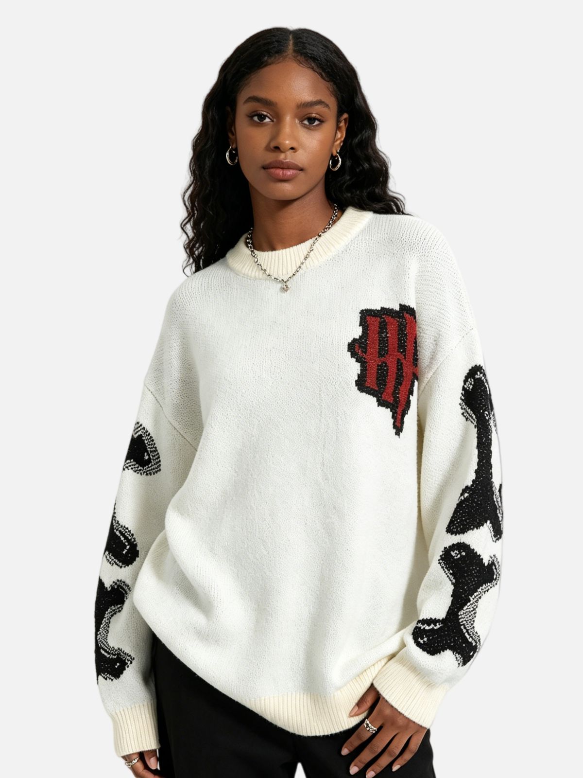 Haaura Skeleton Graphic Knit Sweater
