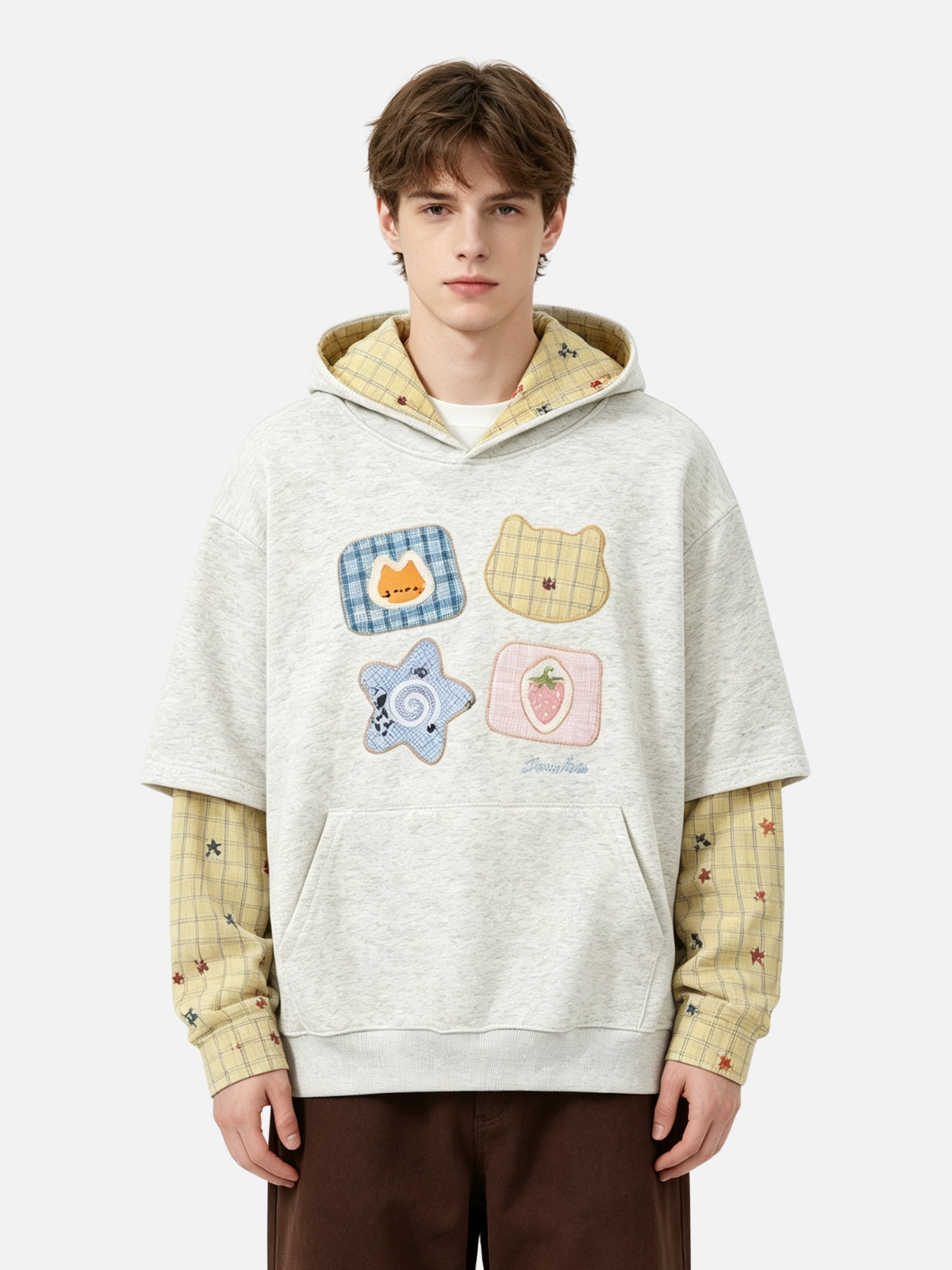 Haaura Patchwork Layered Hoodie