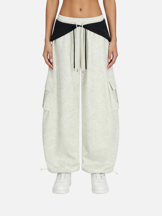 Haaura Contrast Waist Cargo Sweatpants