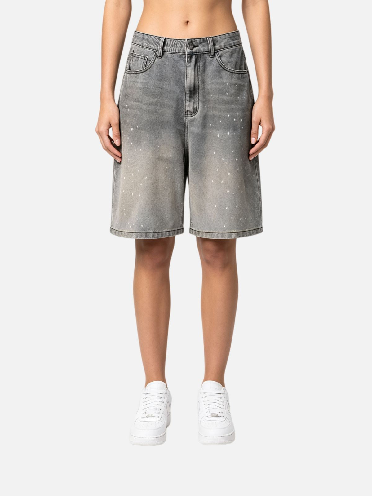Haaura Paint Splatter Washed Baggy Jorts