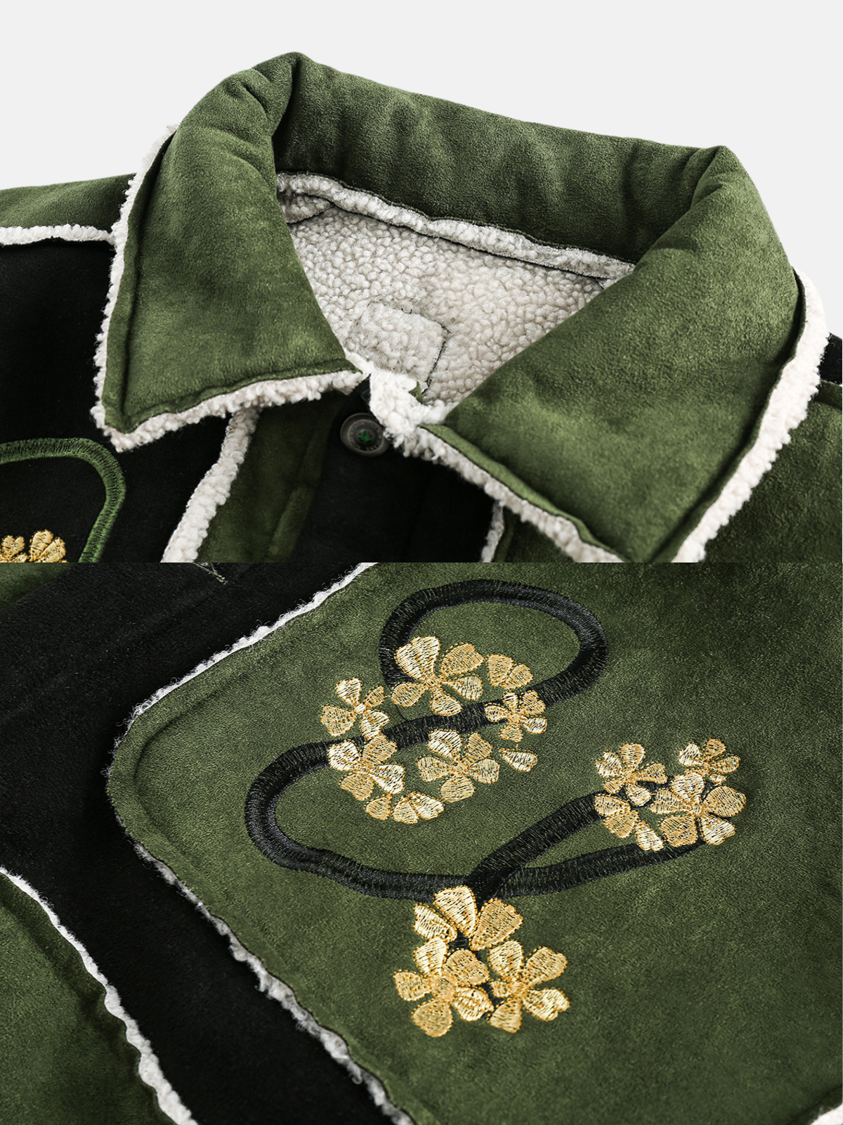 Haaura Color Block Embroidery Floral Coat