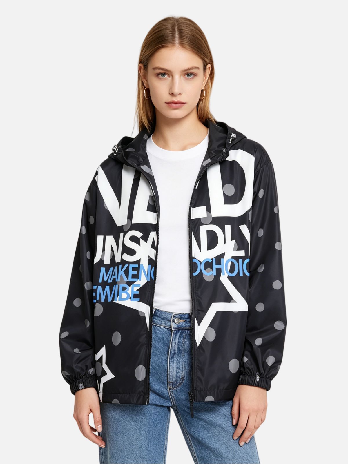 Haaura Oversized Graffiti Hooded Jacket