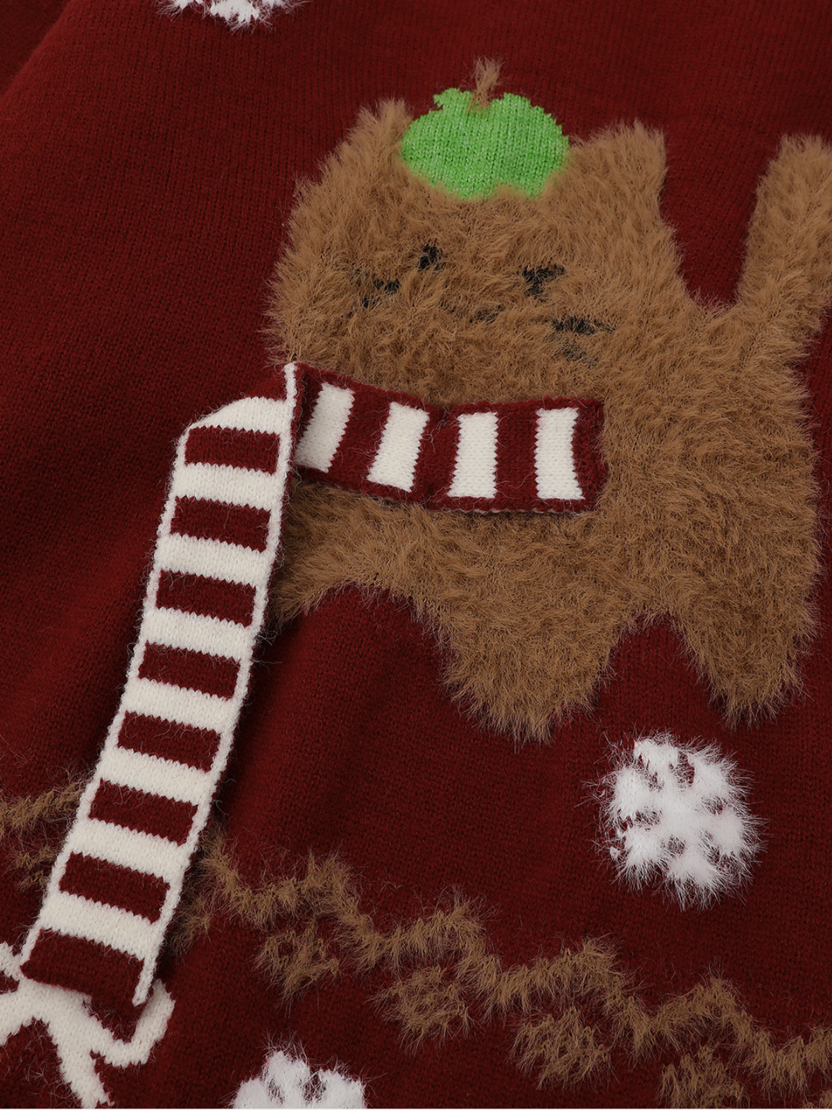 Haaura Apple Cat Bow Knit Sweater