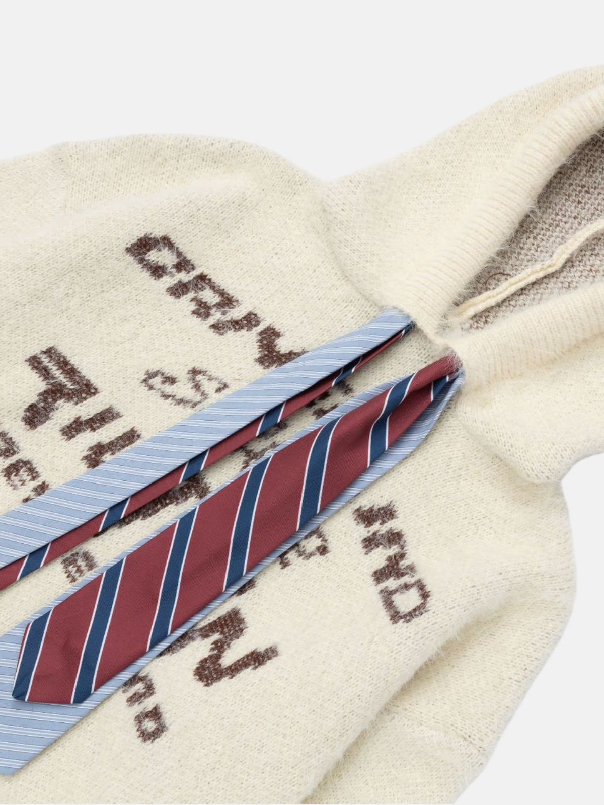 Haaura Tie Accent Cable Knit Hoodie