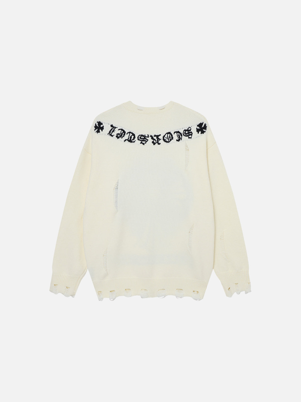Haaura Distressed Cross Graphic Sweater