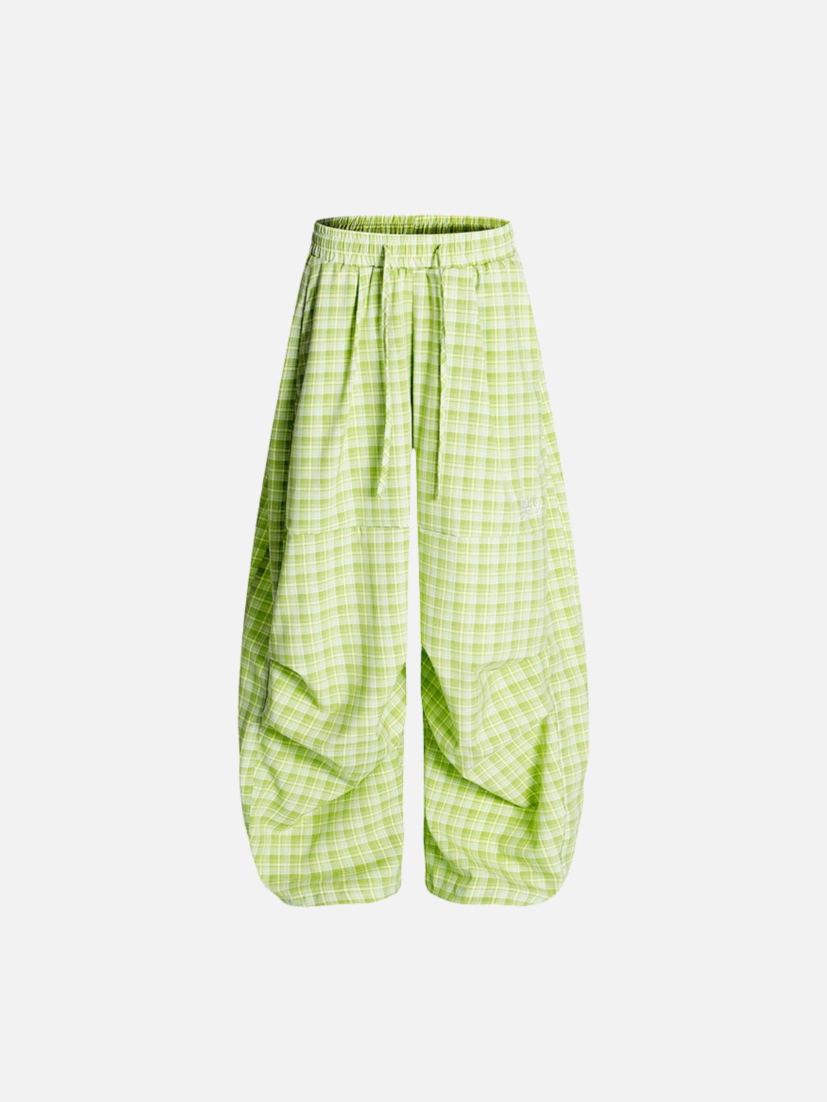 Haaura Drawstring Plaid Baggy Pants