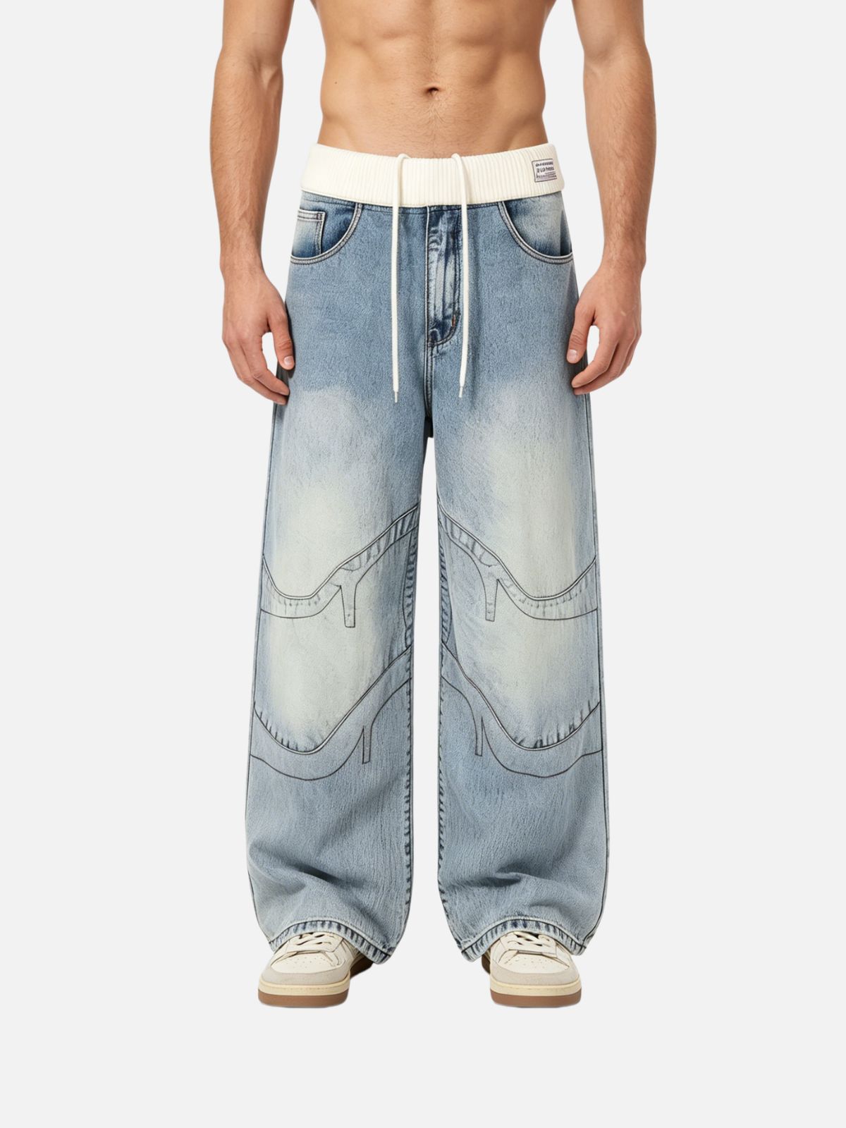 Haaura Ribbed Waistband Jeans