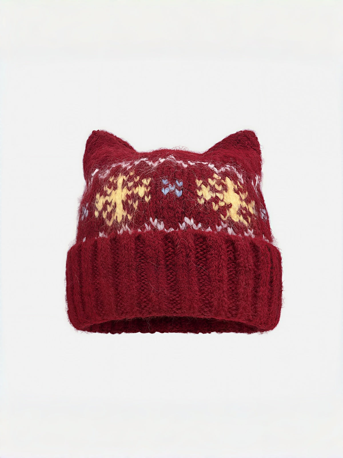 Fluffy Cat Ear Fair Isle Beanie