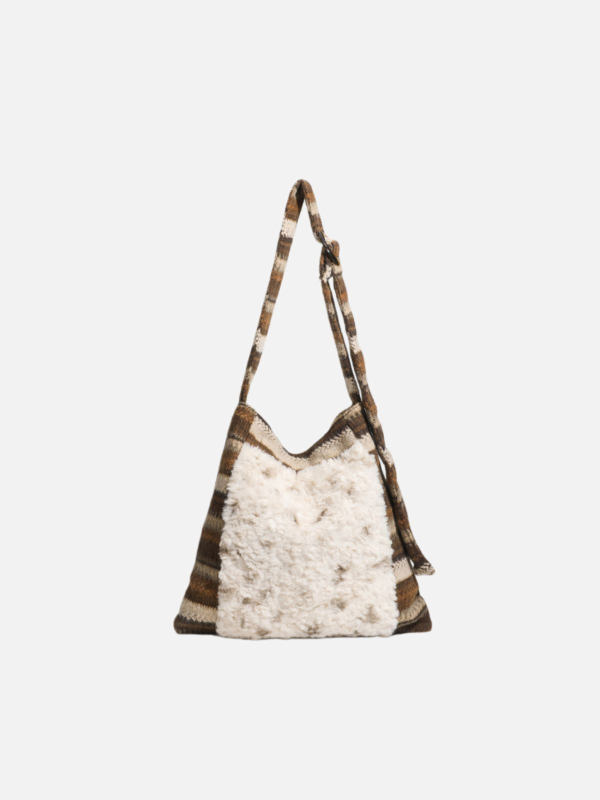 Winter Knit Scarf Strap Faux Fur Hobo Bag