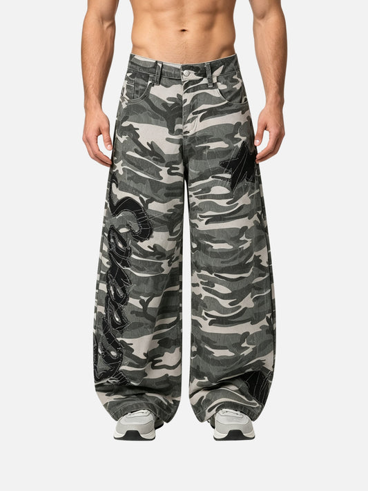 Haaura Camo Patch Baggy Pants