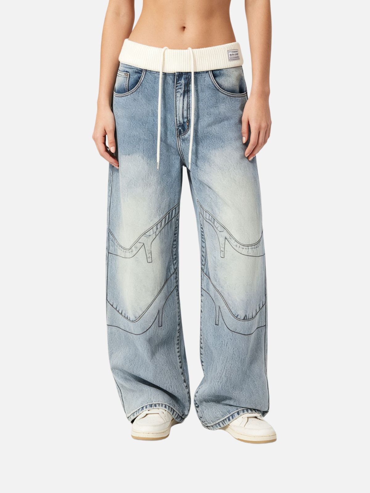 Haaura Ribbed Waistband Jeans