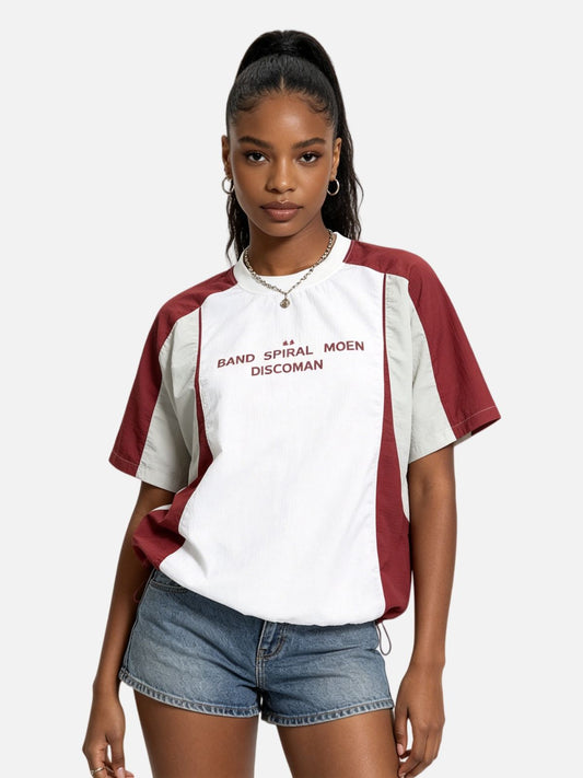 Haaura Color Block Drawstring Hem Tee