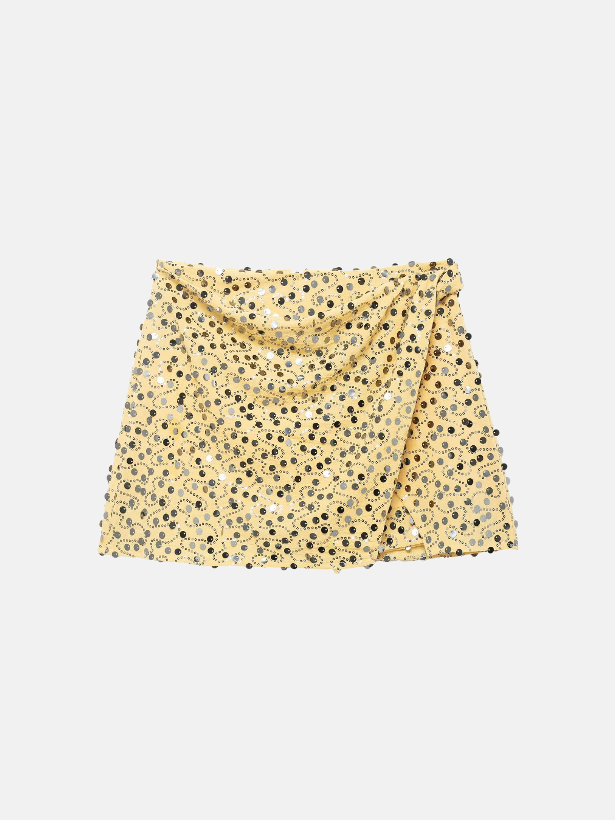 Haaura Asymmetric Sequin Knot Waist Mini Skirt
