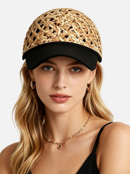 Rattan Contrast Brim Visor Hat