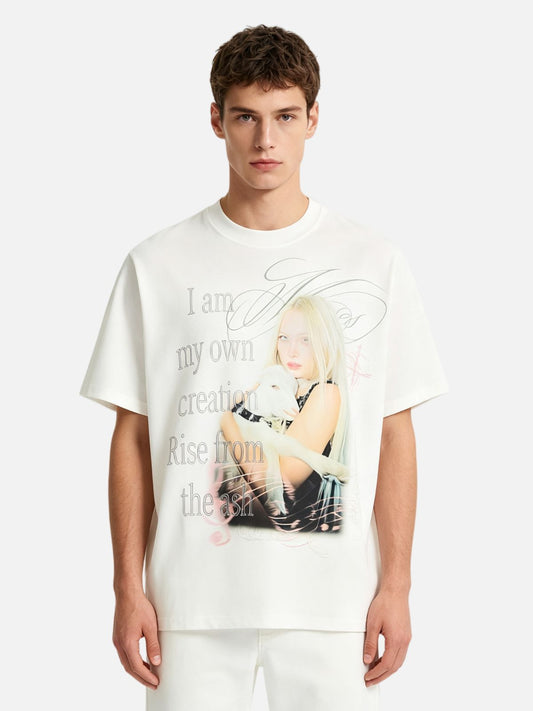 Haaura Boxy Faded Portrait Slogan Tee