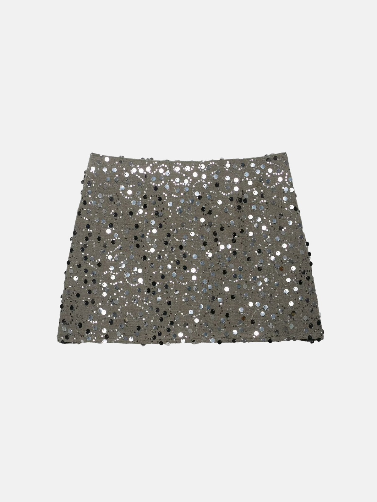 Haaura Asymmetric Sequin Knot Waist Mini Skirt