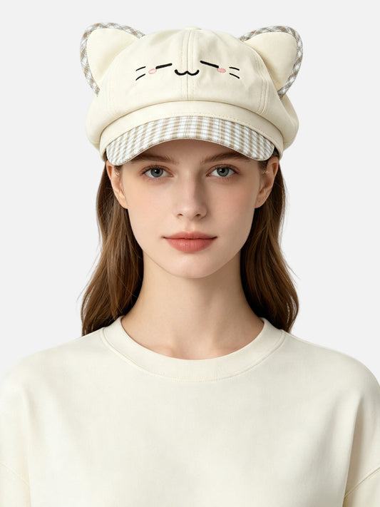 Cat Face Embroidered Cap