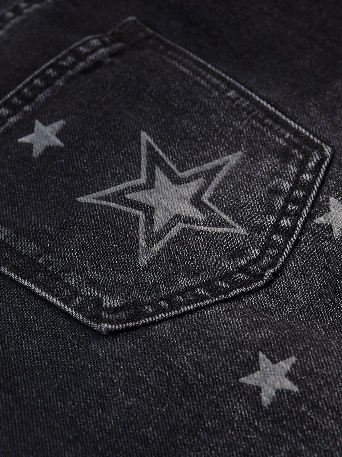 Haaura Washed Whiskering Star Barrel Jeans