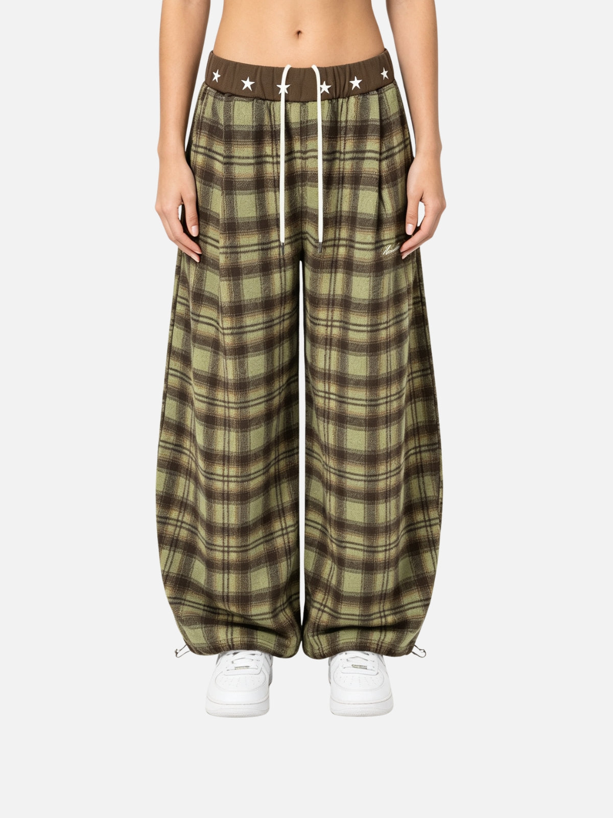 Haaura Star Waist Plaid Baggy Pants