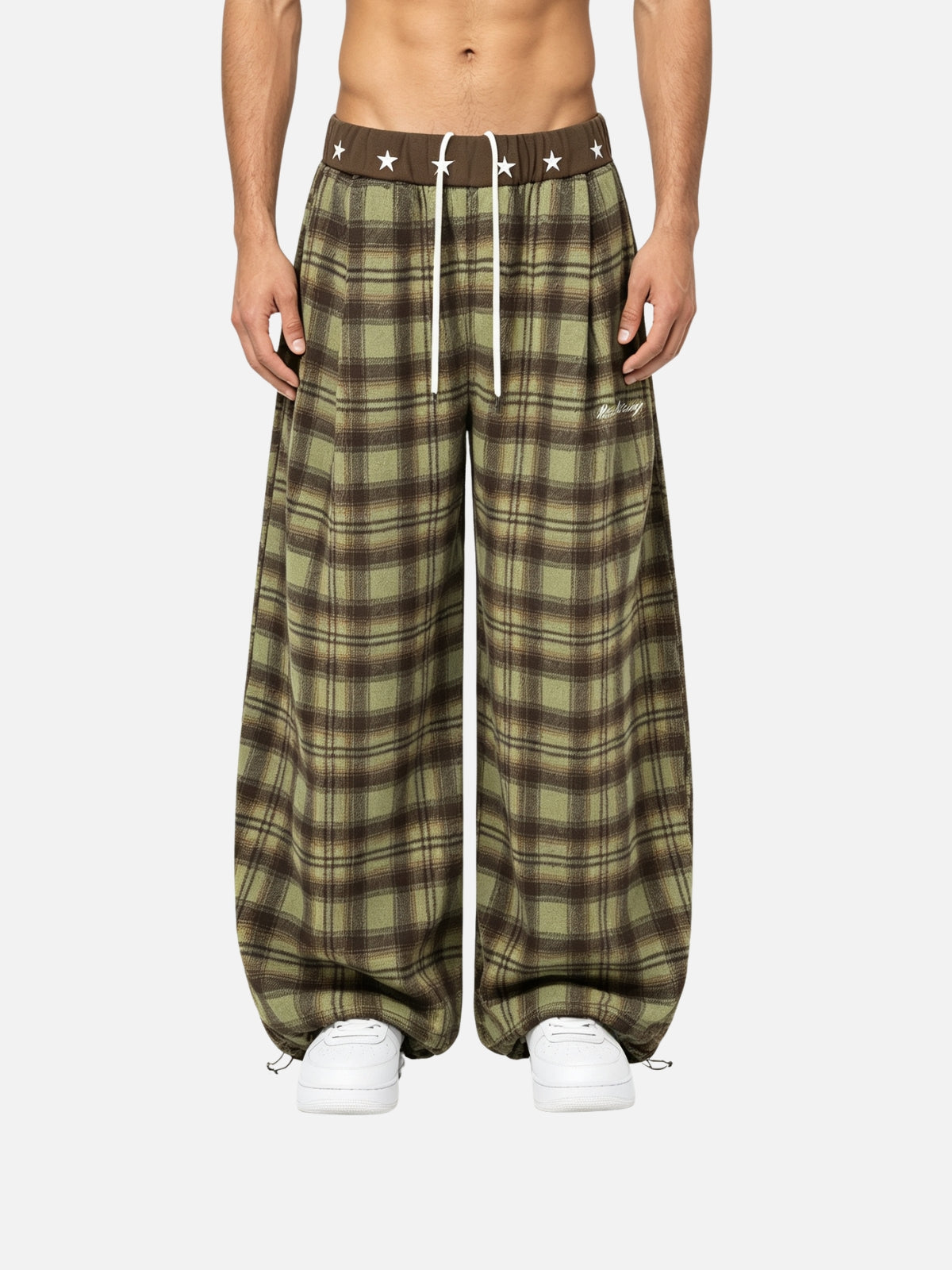 Haaura Star Waist Plaid Baggy Pants