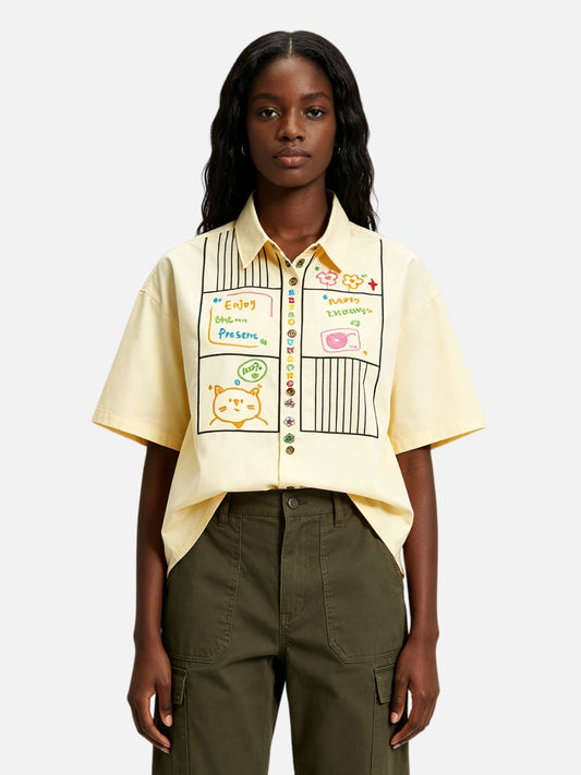 Haaura Boxy Comic Grid Graphic Shirt