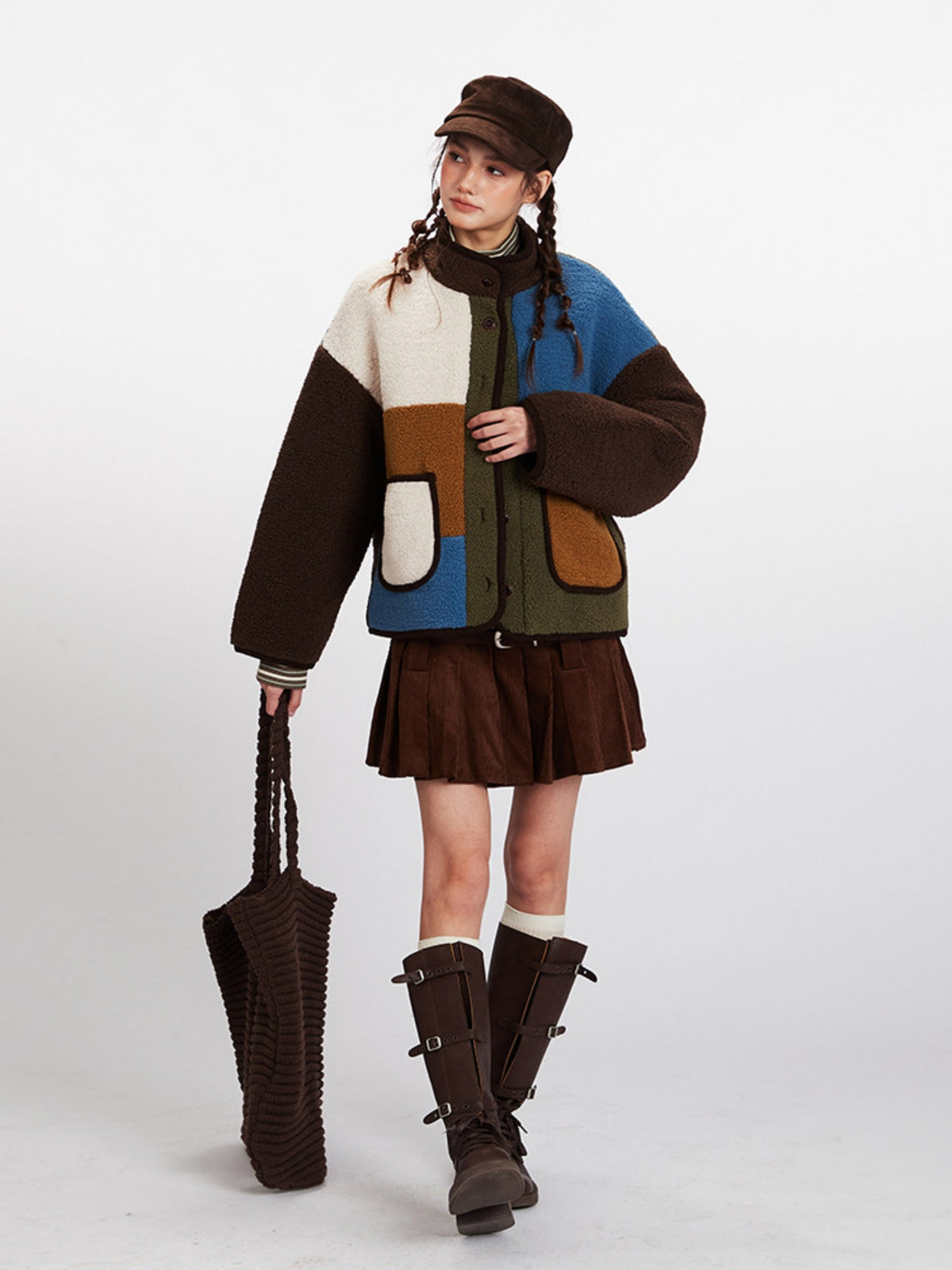 Haaura Color Block Plush Coat