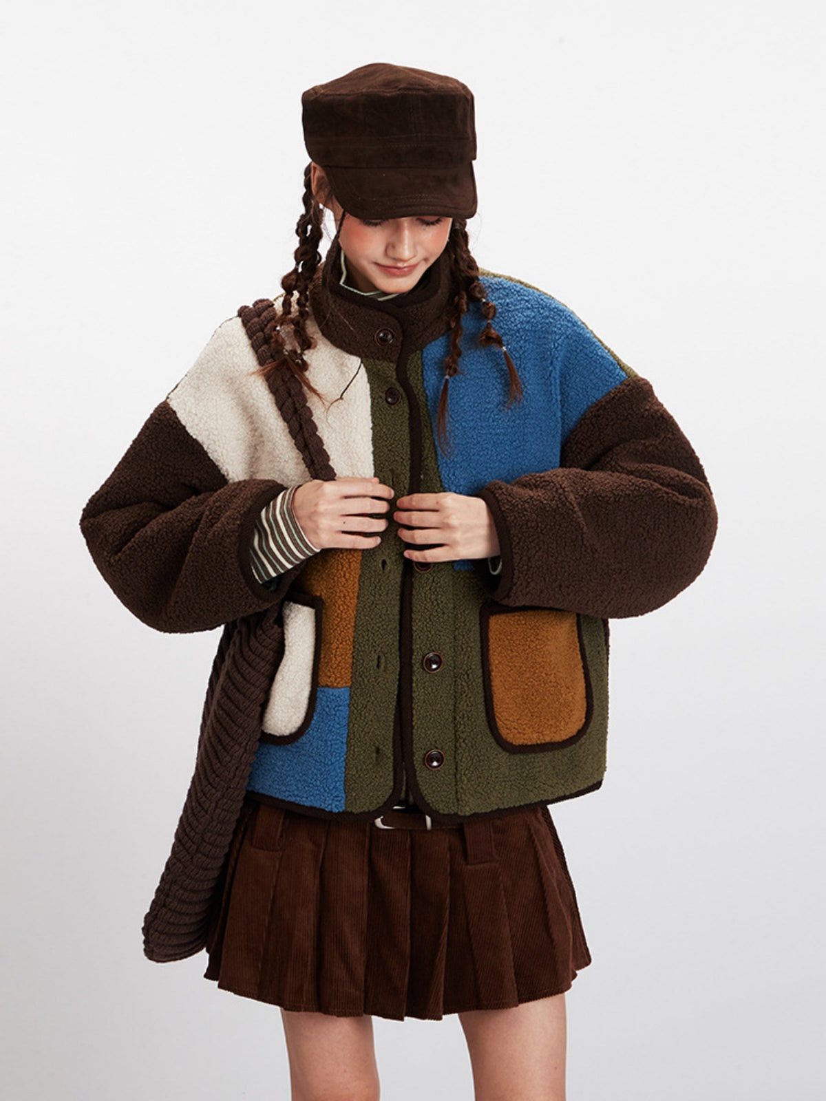 Haaura Color Block Plush Coat