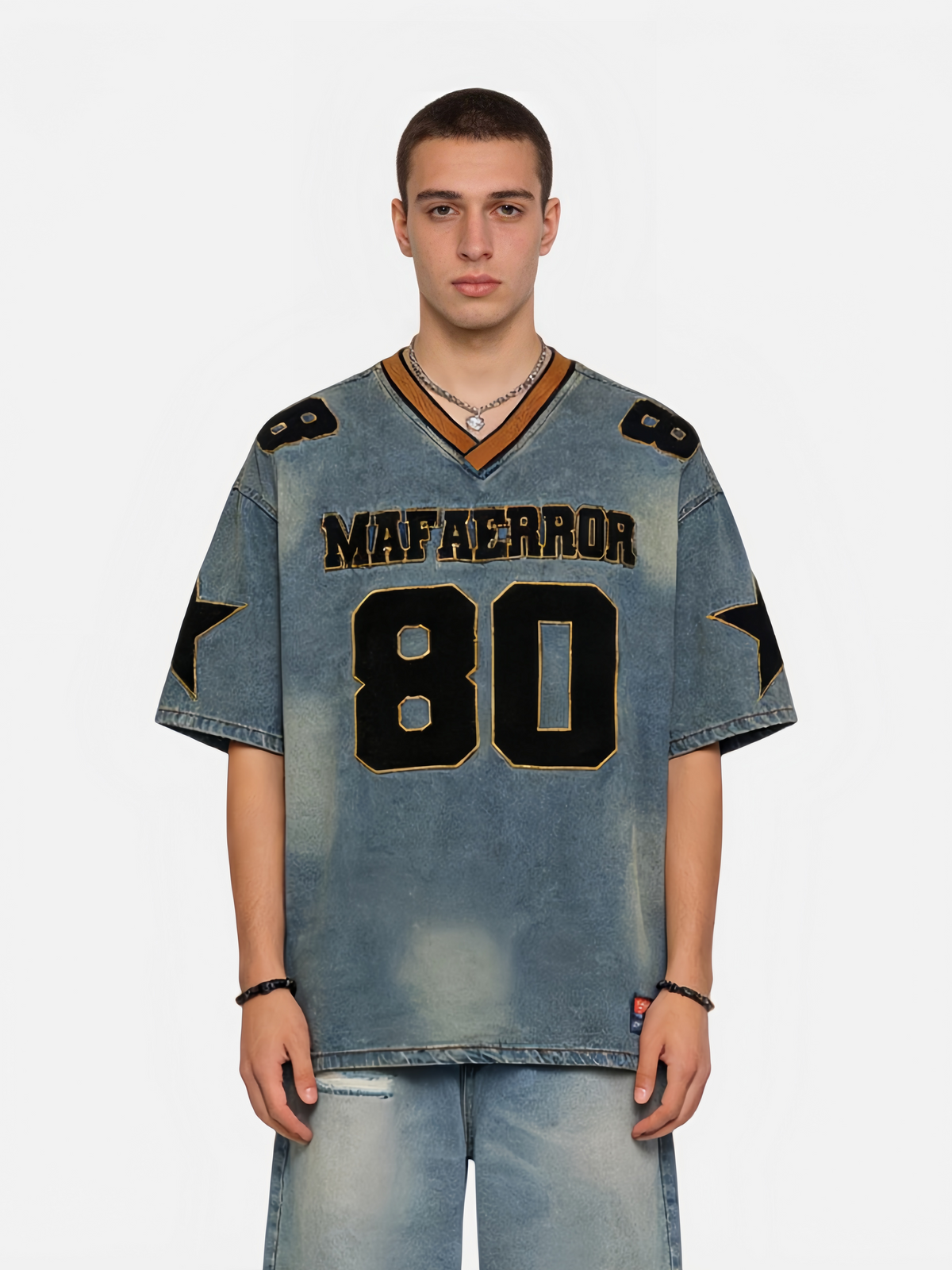 Haaura 80 V-neck Vintage Star Denim Tee