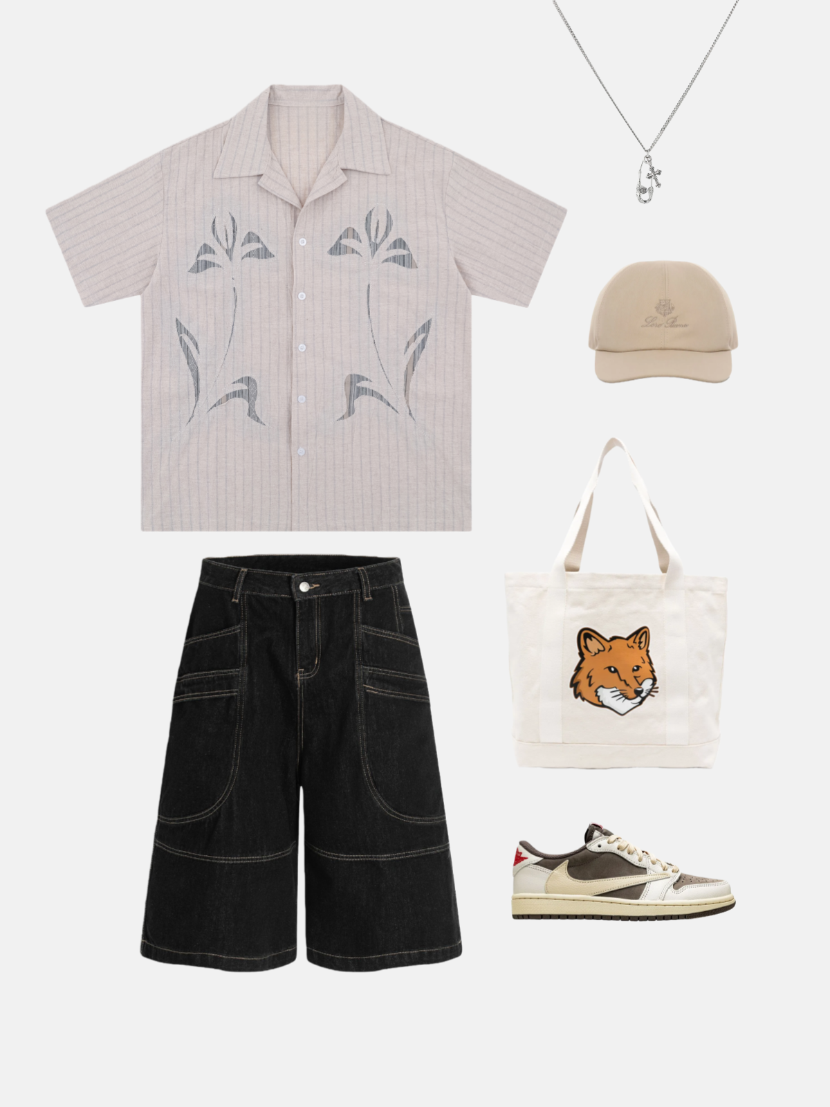 Haaura Botanical Embroidery Short Sleeve Shirt
