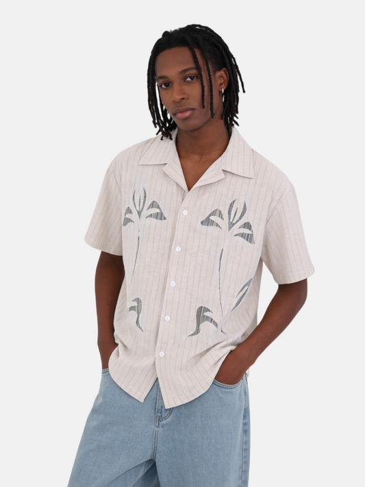 Haaura Botanical Embroidery Short Sleeve Shirt