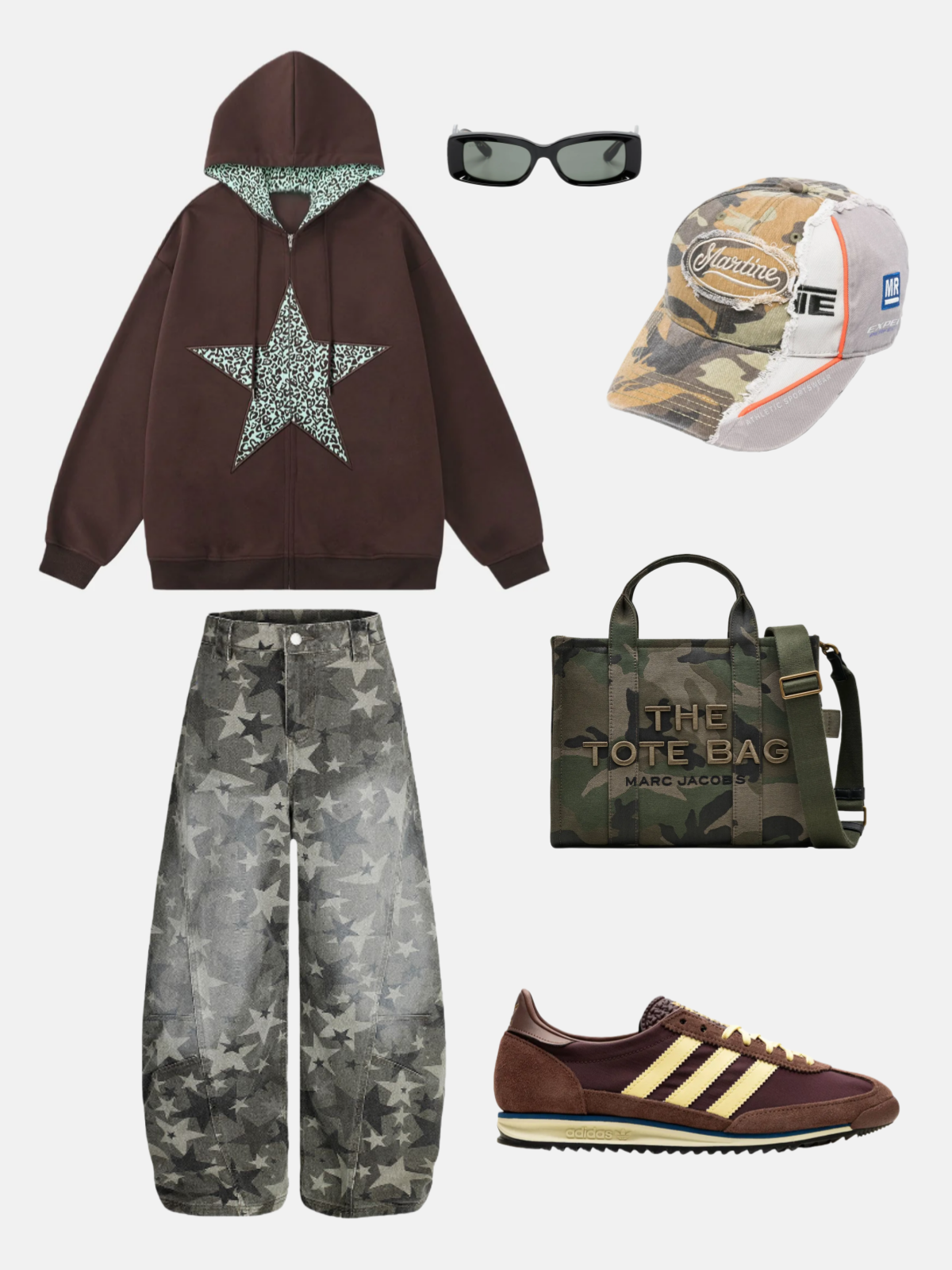 Haaura Camo Star Baaggy Barrel Jeans