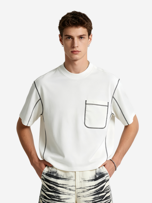 Haaura Contrast Stitch Pocket Relaxed Tee