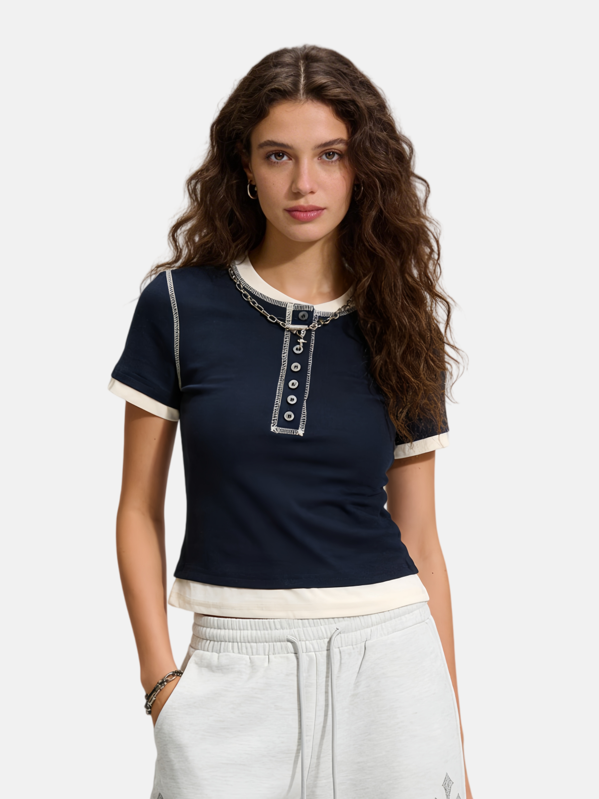 Haaura Layered Chain Henley Tee