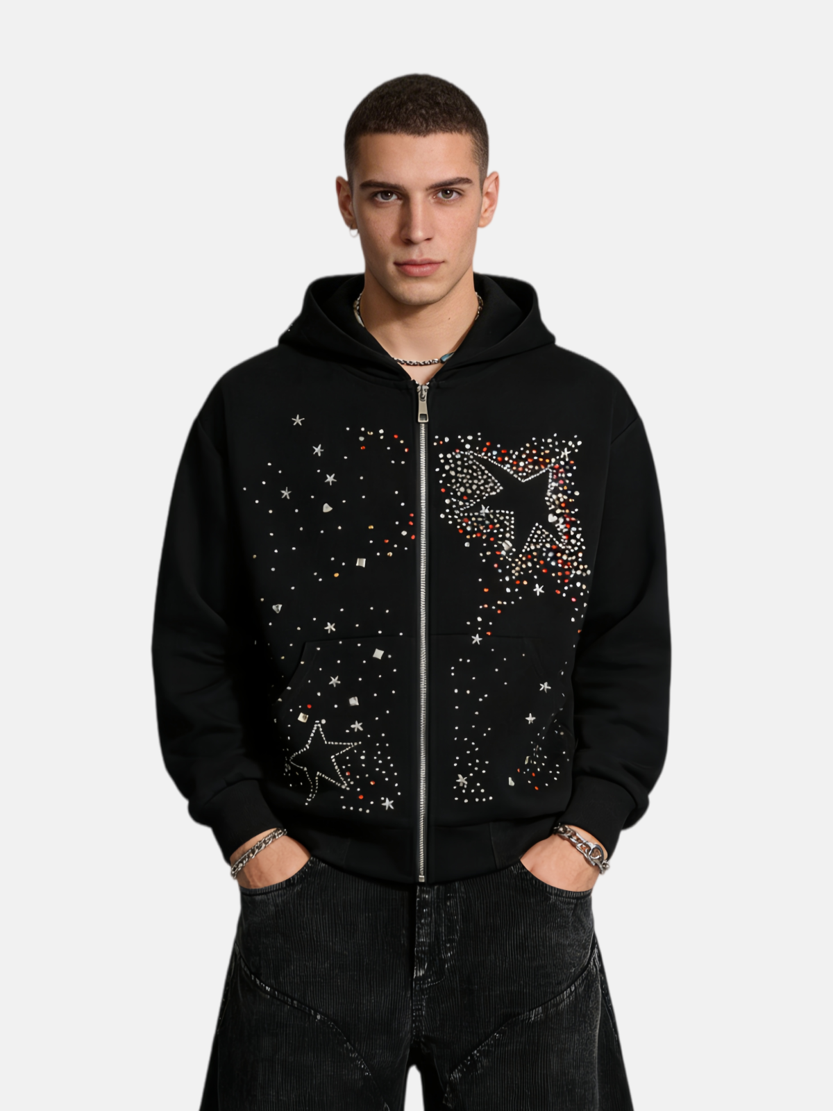 Haaura Rhinestone Star Hoodie