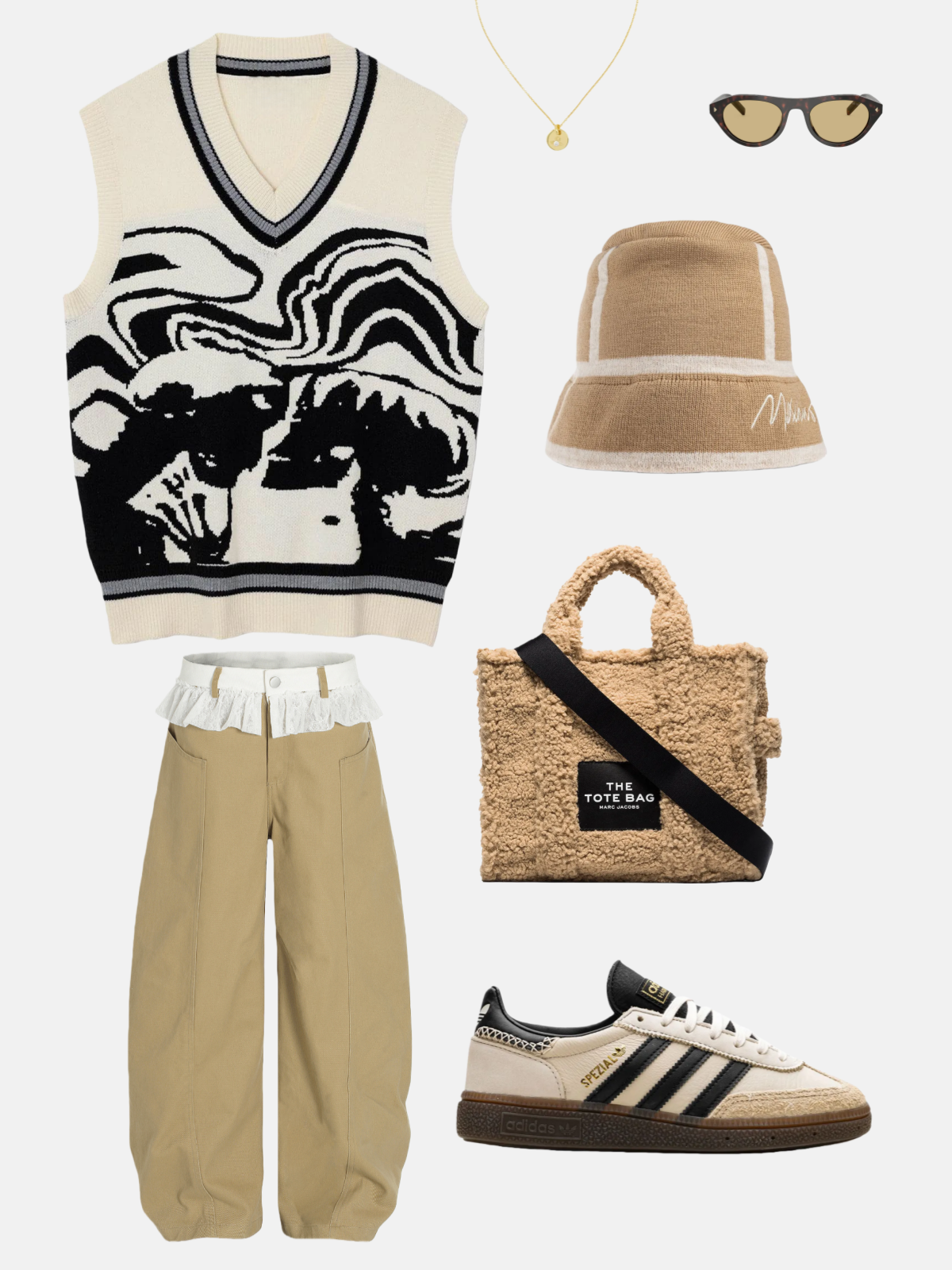 Haaura Skeleton Portrait Graphic Sweater Vest