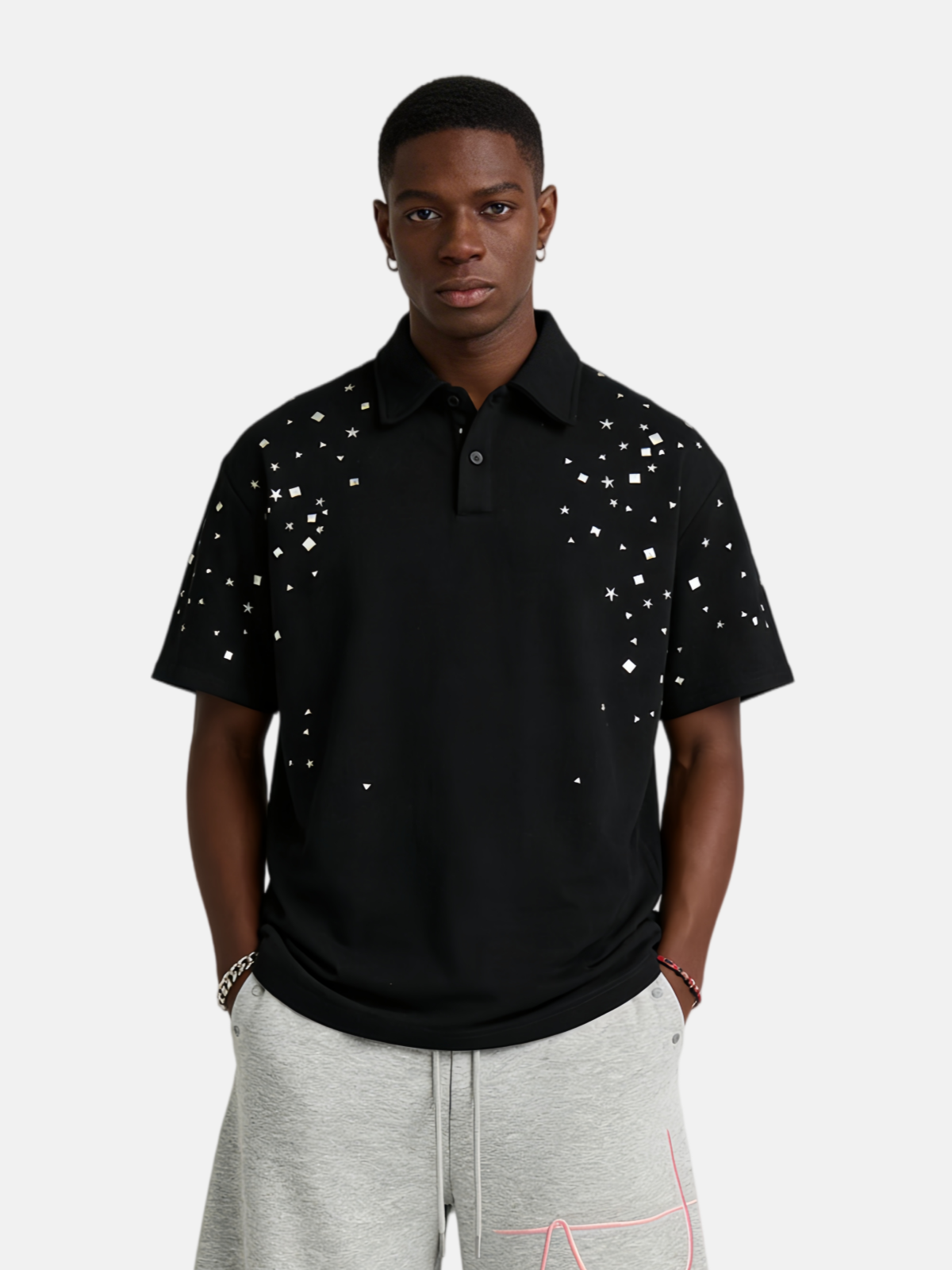 Haaura Star Studded Polo Tee