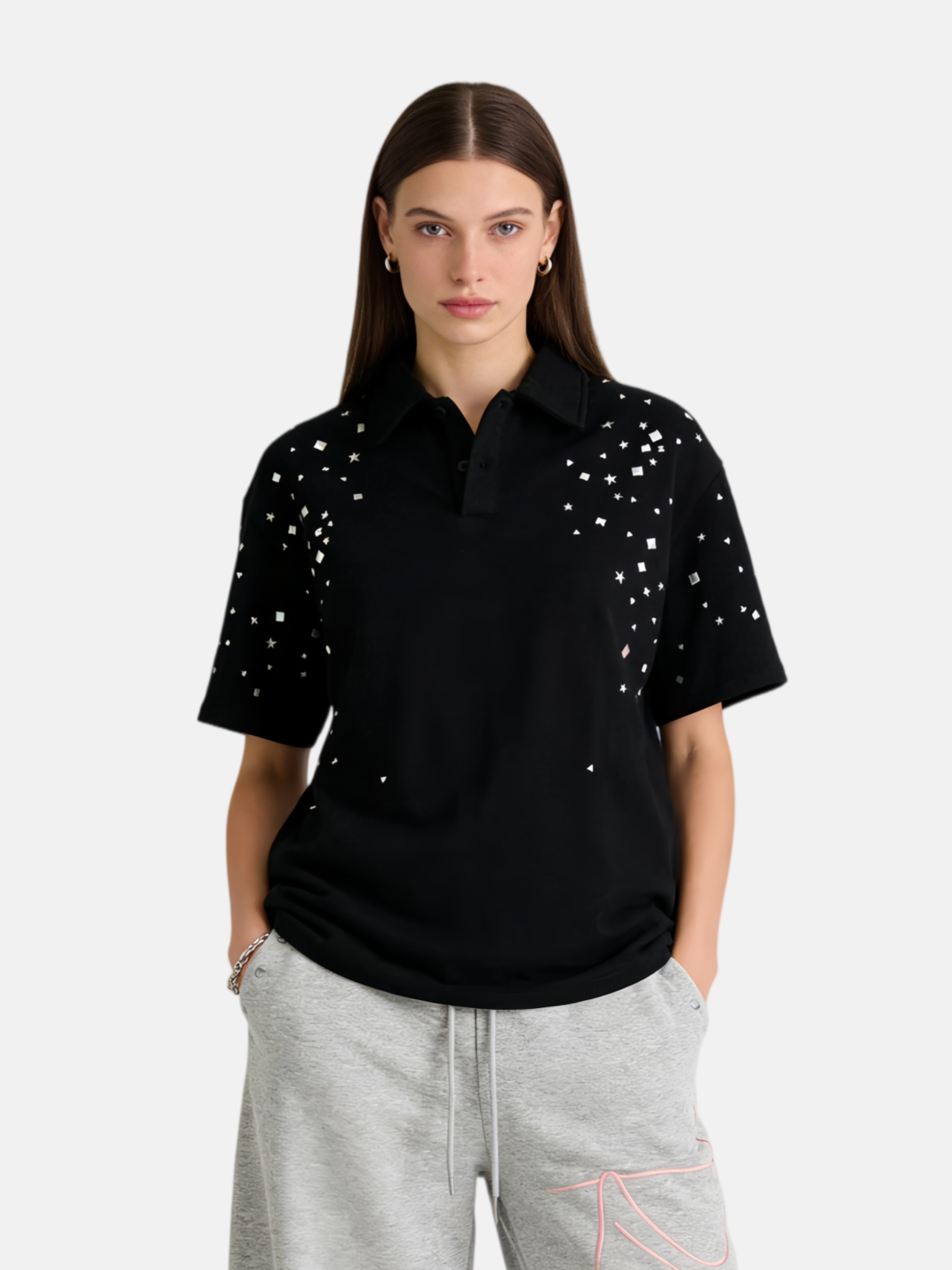 Haaura Star Studded Polo Tee