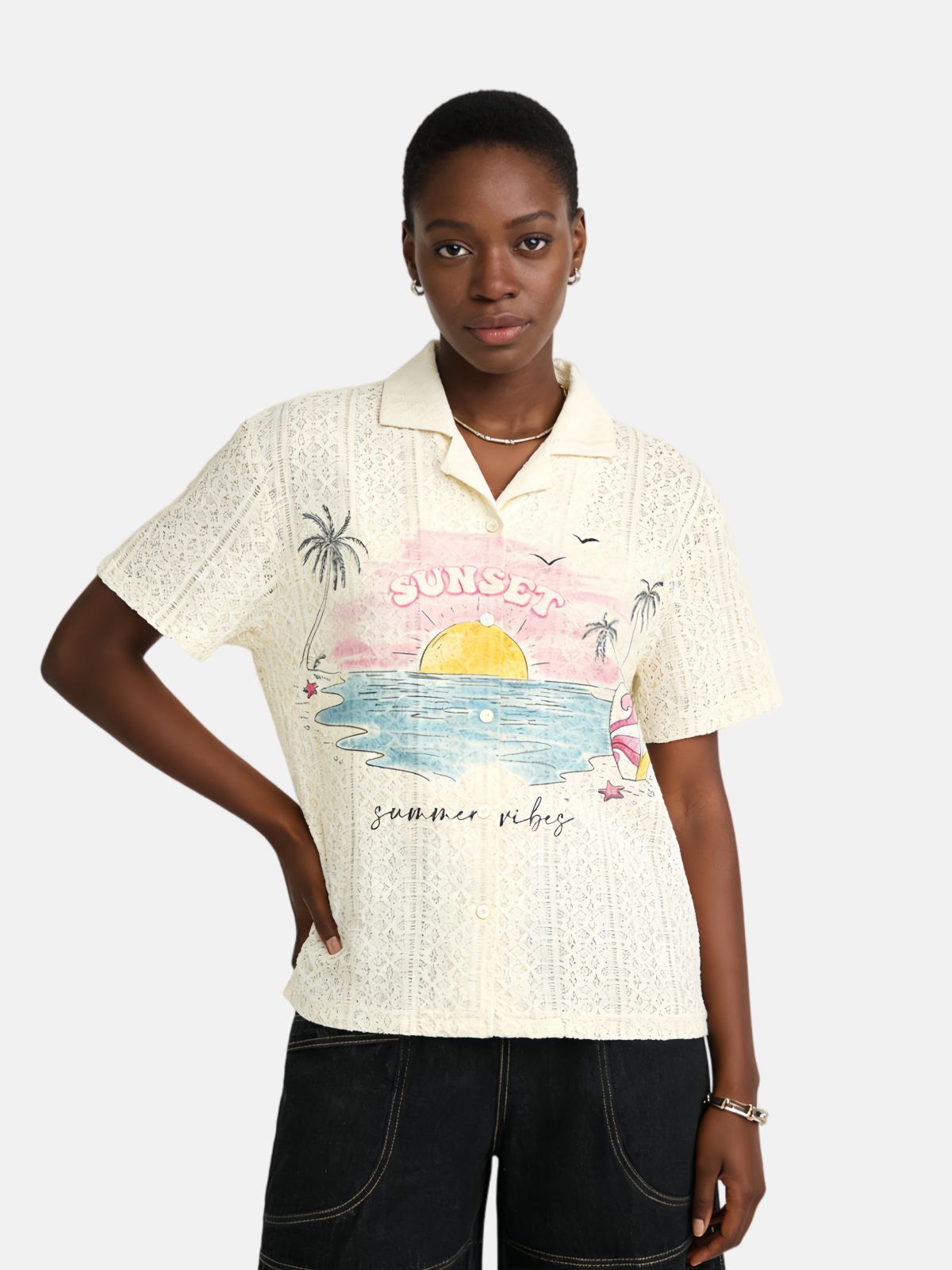 Haaura Sunset Beach Print Shirt