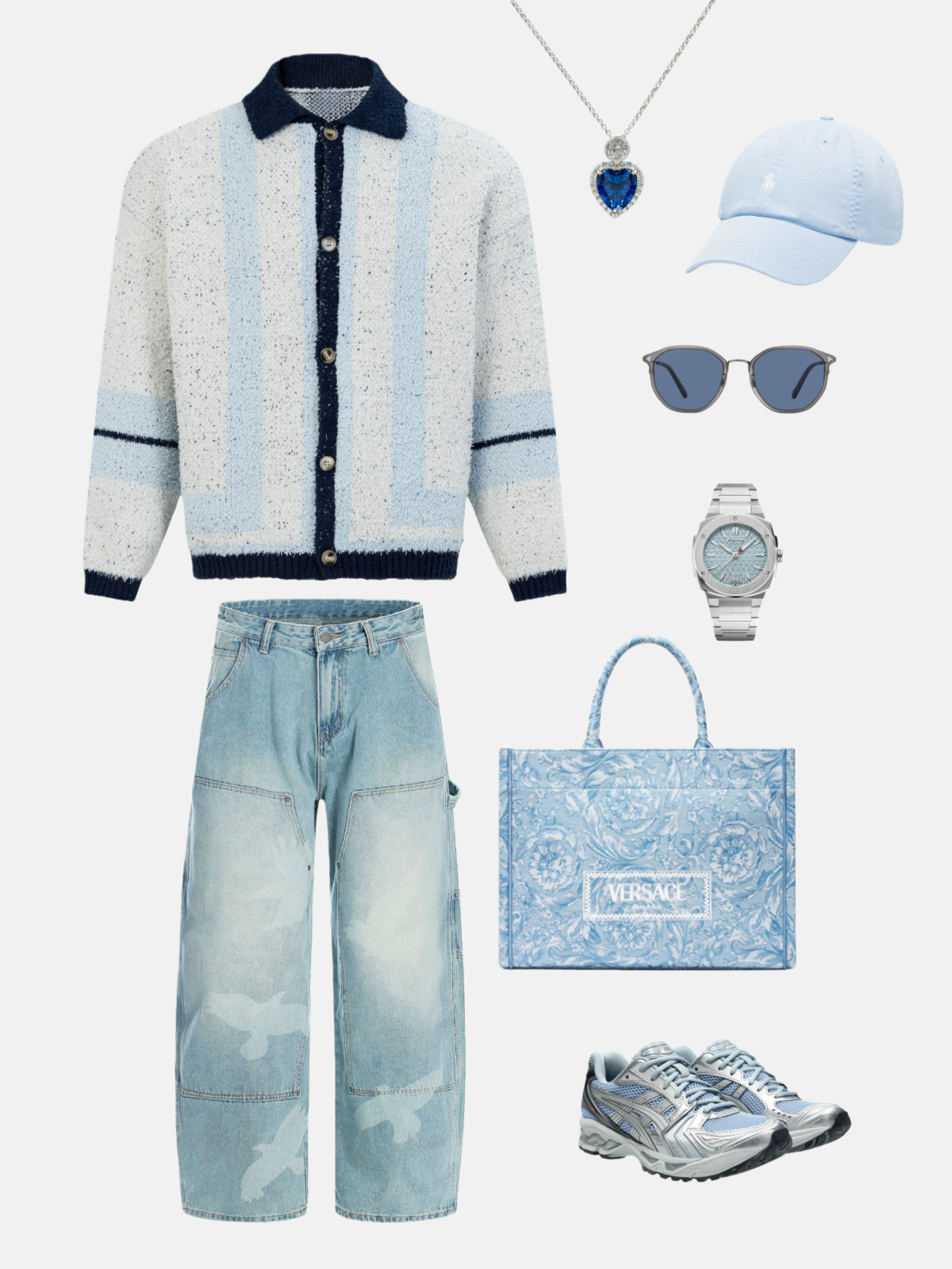 Haaura Textured Stripe Knit Cardigan