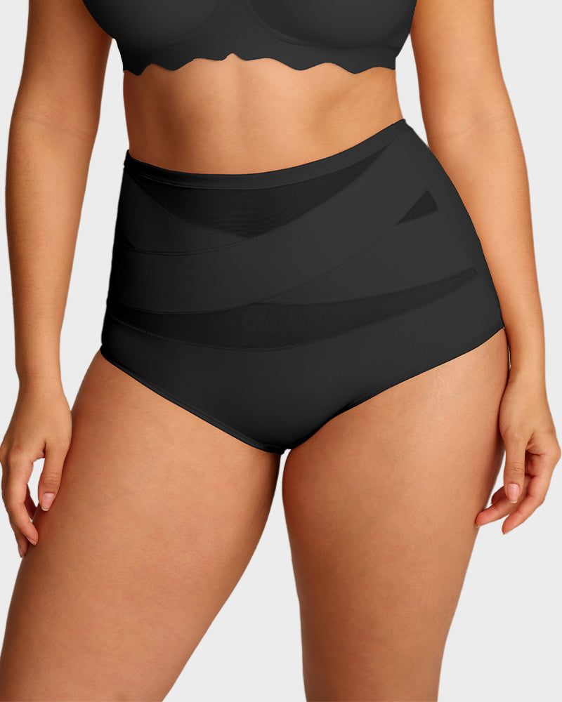 Plus-Size High-Waist Cross Tummy Control Panties (5 Pack)