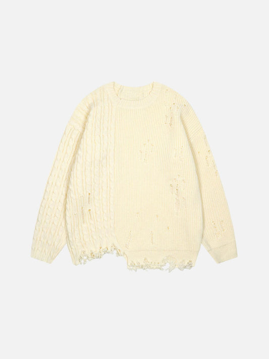 Haaura Cable Distressed Sweater